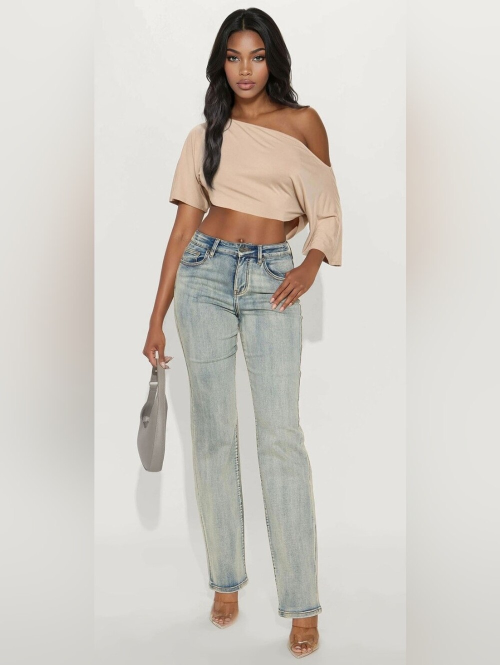 Fashion Nova Tall Stacked Stretch Straight Leg Jeans-Vintage Wash
